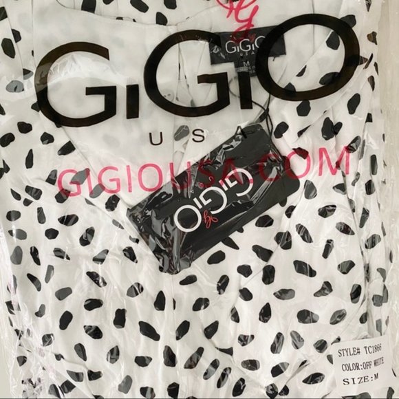 Gigio | Spotted Sideways Black White Polka Dot Dotted Romper Pockets New Medium - Picture 13 of 14
